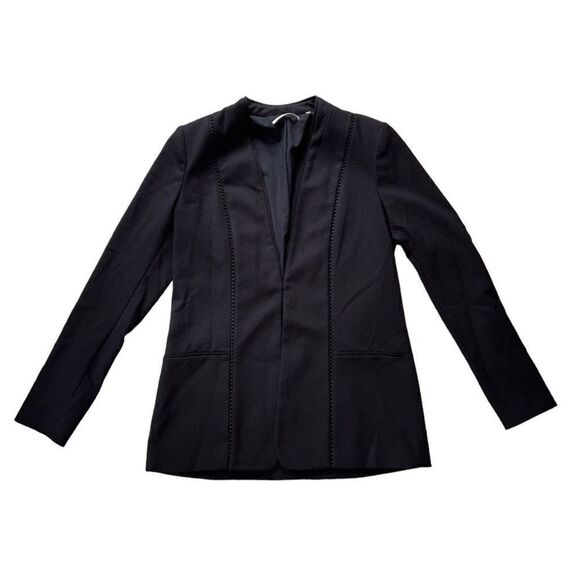 Tahari Black Blazer With Cross Stitch Detailing On Front Size 4 - Picture 2 of 9